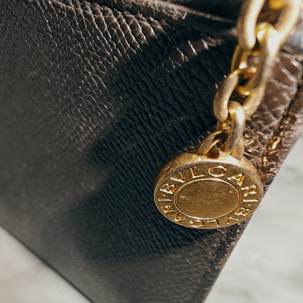 Bulgari Brown Leather Coin Pouch